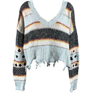 Wildfox Harester Spade Fair Isle Cropped Sweater